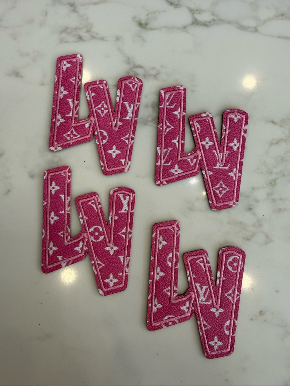 Hand Crafted Pink Monogram Iron-On Patch Set